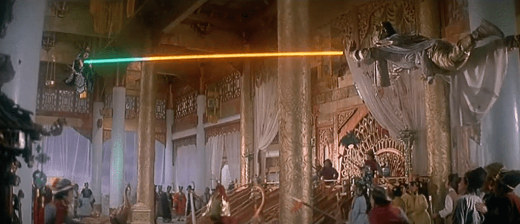 There are loads of shots of people flying around in this movie, plus we see lots of power-beams being fired from the hands of characters!