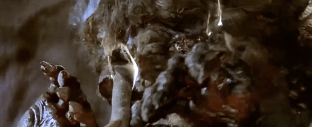 ...and then he burns out the right eye! Ouch!