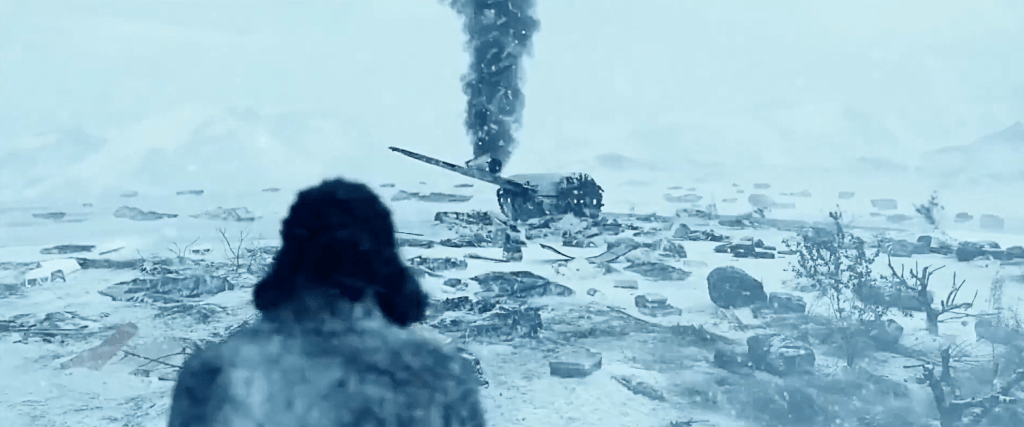 A passenger plane comes down in the snowy wastes of Siberia