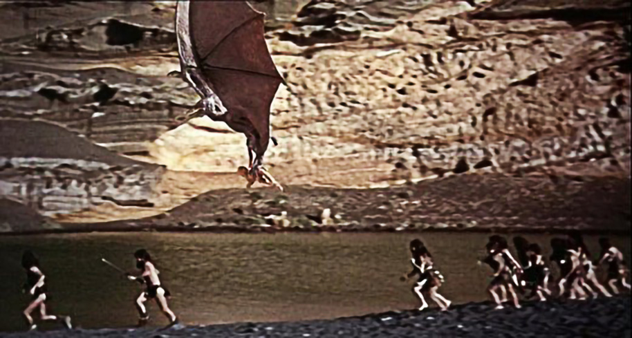 The Pteranodon flies off with Loana