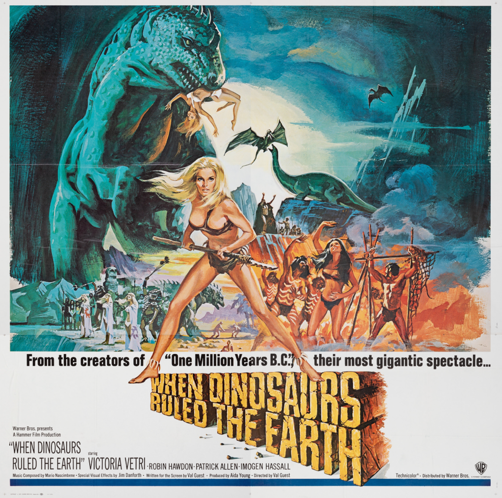 Six sheet poster for WHEN DINOSAURS RULED THE EARTH, the Hammer follow-up to ONE MILLION YEARS B.C.