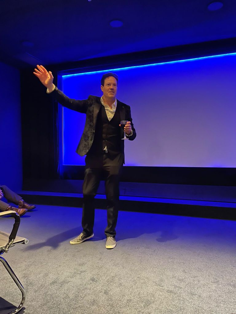 Director Howard J. Ford talks to his audience just before the film is shown at the cast & crew screening in London