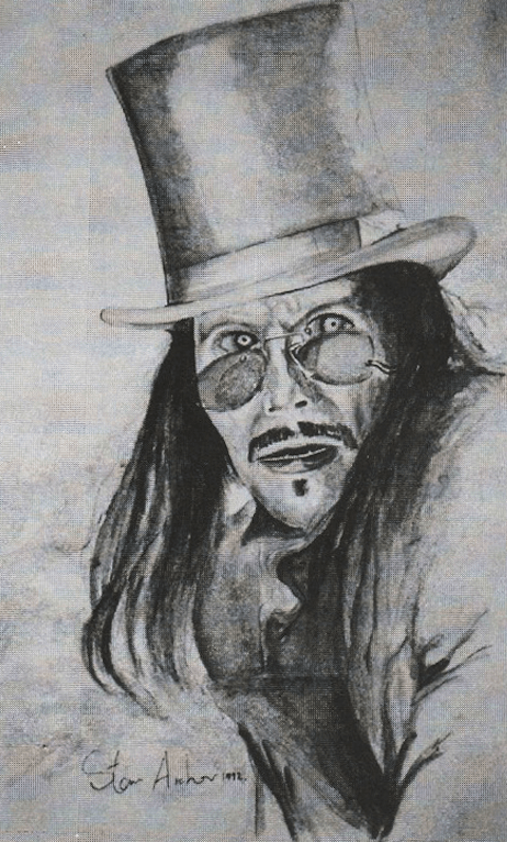 A b&w scan of Steve's [illustration of Gary Oldman as Dracula