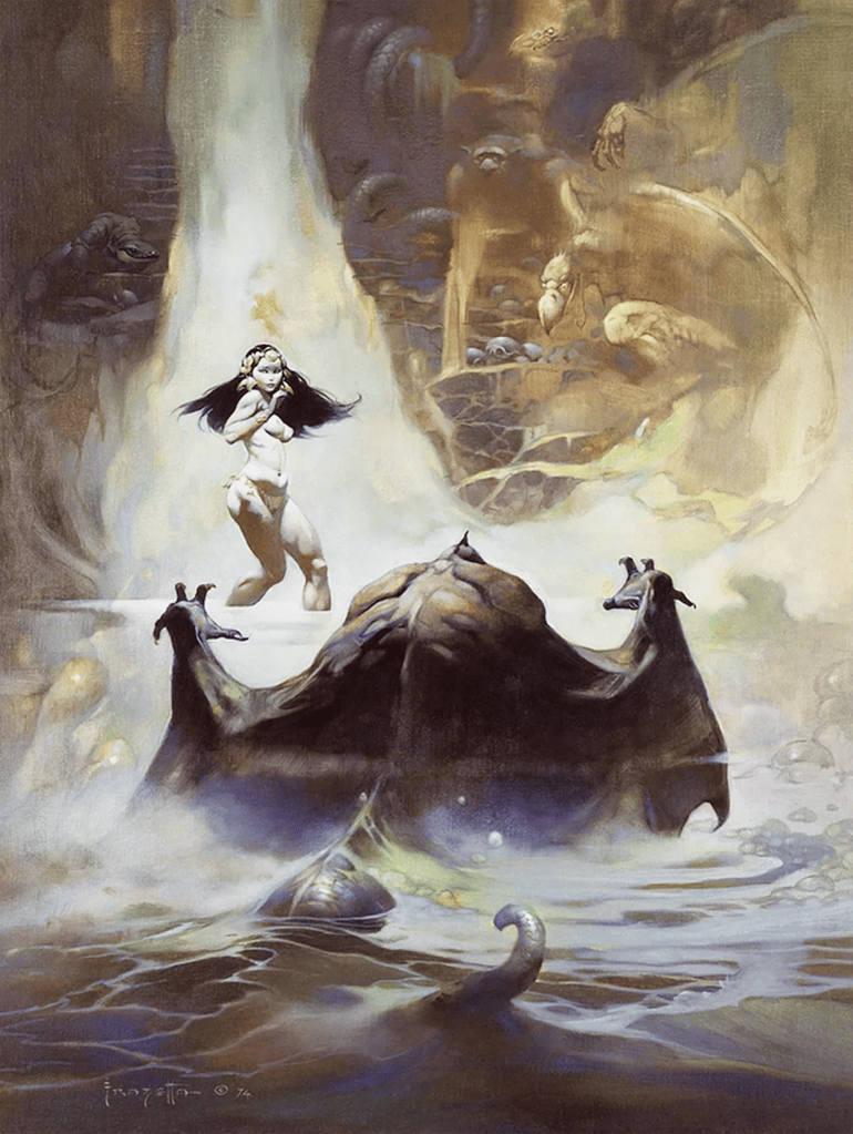 Frazetta's painting for At the Earth's Core